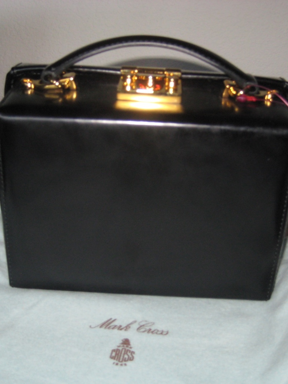 NWT Mark Cross Grace Black Smooth Leather Top Handle